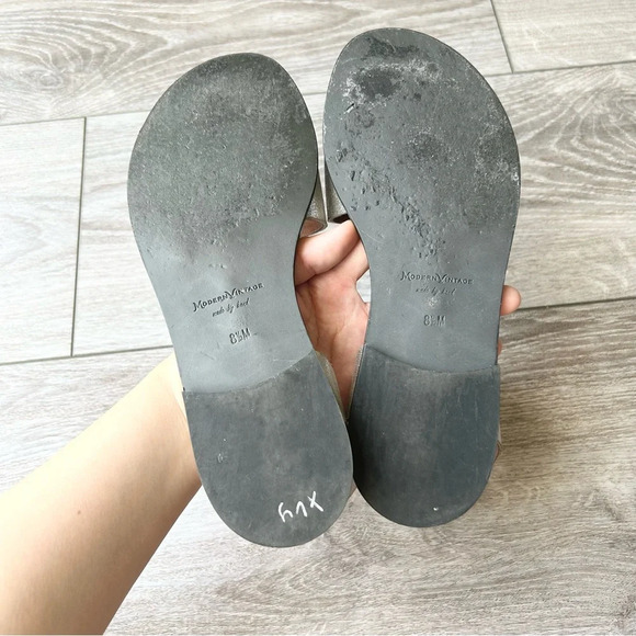 Modern Vintage Handmade All Leather Metallic Leather Sandals - Picture 11 of 12